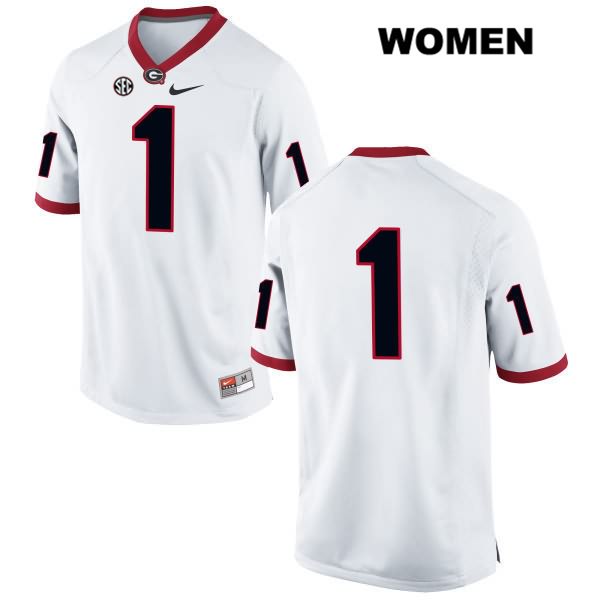 Georgia Bulldogs Women's Jaquavian Walker #1 NCAA No Name Authentic White Nike Stitched College Football Jersey UXS2456GD